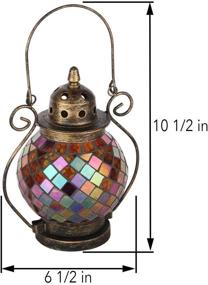 img 2 attached to Decorative Candle Lanterns by Lily's Home: Mosaic Glass & Wrought Iron Tea Light Candle 🏮 Holder – Perfect for Indoor or Outdoor Hanging Lanterns. Candle NOT Included. Vibrant Orange & Gold Design