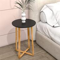 🪑 sturdy bamboo-legged side table - versatile end table for living room, sofa, and bedside in round coffee table design (15.6x23.5inch, black) logo