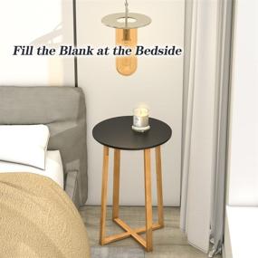 img 1 attached to 🪑 Sturdy Bamboo-legged Side Table - Versatile End Table for Living Room, Sofa, and Bedside in Round Coffee Table Design (15.6x23.5inch, Black)