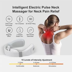 img 3 attached to 💆 Cordless Intelligent Neck Massager with Heat for Pain Relief - Portable Deep Tissue Trigger Point Massager with 6 Modes, 15 Levels - Perfect Gift for Women and Men, for Use at Home, Office, or Outdoors