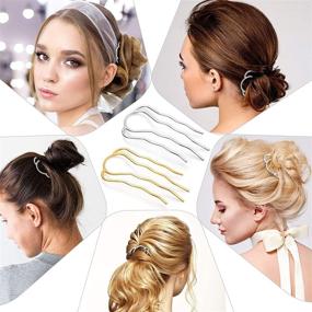 img 1 attached to 💇 10-Piece Metal U-Shape Oval Hairpins: Hair Bun Updo Sticks in Gold & Silver - Women's Hair Styling Tool & Accessories