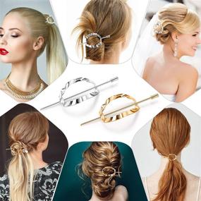 img 2 attached to 💇 10-Piece Metal U-Shape Oval Hairpins: Hair Bun Updo Sticks in Gold & Silver - Women's Hair Styling Tool & Accessories