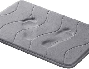 img 4 attached to 🛁 Премиум серый коврик из памяти пены для ванны - не скользящий, толстый и мягкий впитывающий воду - 24x17 дюймов