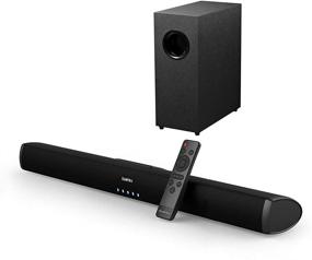 img 4 attached to 🔊 Saiyin Soundbar: Ultra Slim 24 Inch Bluetooth TV Sound Bars with Subwoofer, 2.1 Channel Surround Sound System - Opt/AUX Connectivity