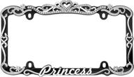 💎 bling crystal inlay classic frames princess heart black metal license plate frame: make a stylish statement! logo
