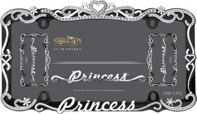 img 2 attached to 💎 Bling Crystal Inlay Classic Frames Princess Heart Black Metal License Plate Frame: Make a Stylish Statement!
