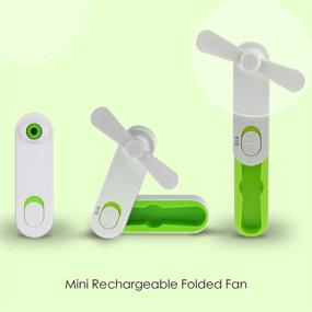 img 2 attached to 🌬️ LINGSFIRE Handheld Fan - Mini USB Portable Fan, Rechargeable Personal Fan for Home and Travel - Desktop and Outdoor Use - USB Powered, 2 Speeds Pocket Fan (Green)