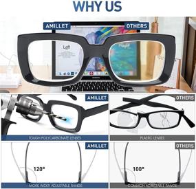 img 1 attached to 👓 AMILLET 4 Pack Square Reading Glasses Men and Women: Trendy Oversized Oprah Style Blue Light Blocking Computer Reader Set