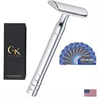 🪒 gk picks – premium long handle double edge safety razor kit with 3 pieces and 10 blades logo