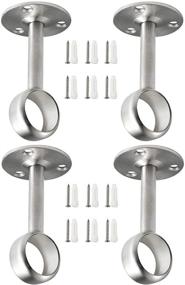 img 4 attached to 👕 Creatyi Heavy Duty Closet Rod Brackets: Ceiling-Mounted Holders for 1 1/4 Inch Rod (4 PCS, Silver)