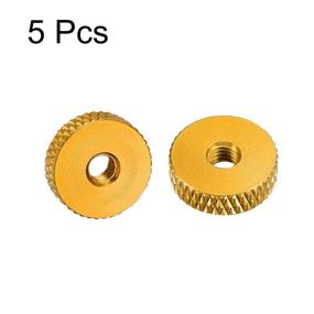 img 2 attached to Uxcell Flat Knurled Nut - M4 X 14Mm X 4Mm Thumb Nuts Lock Adjusting Nuts Aluminum Alloy Golden 5Pcs