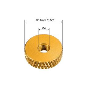 img 3 attached to Uxcell Flat Knurled Nut - M4 X 14Mm X 4Mm Thumb Nuts Lock Adjusting Nuts Aluminum Alloy Golden 5Pcs