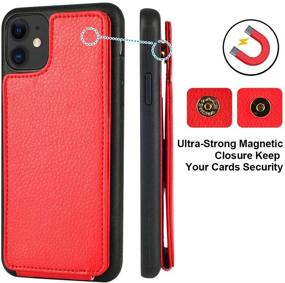 img 2 attached to 📱 ZVE iPhone 11 Wallet Case - Slim Leather Credit Card Holder Handbag with Shockproof Protection for Apple iPhone 11 (6.1 inch) - Red