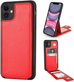 img 4 attached to 📱 ZVE iPhone 11 Wallet Case - Slim Leather Credit Card Holder Handbag with Shockproof Protection for Apple iPhone 11 (6.1 inch) - Red