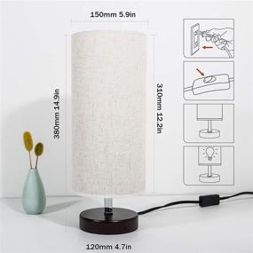 img 2 attached to 🛏️ DEEPLITE Bedside Table Lamp Set – Modern Minimalist Design with Wooden Base and Fabric Shade, Includes 2 LED Bulbs – Perfect Nightstand Lamp for Bedroom, Living Room, Office