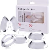 dermasy door stopper wall protector, 6 pcs round soft rubber self adhesive bumper for wall and door handles – clear, reusable & shock absorbing logo