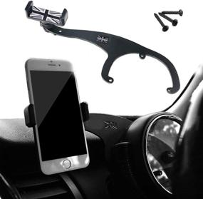 img 4 attached to GTinthebox Smartphone Cup Mount Holder for Mini Cooper R60 R61 (Black & Gray Union Jack Flag Style, 3.5-5.5 Inch Phone) - Convenient Cradle Rotatable Clip | 1 Pack