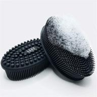 leef bath and body brush: massaging and exfoliating silicone scrubber for gentle skin care and improved blood circulation - black, 1 pc. logo