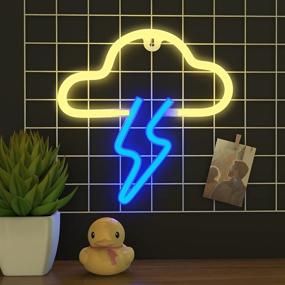 img 4 attached to iFreelife Neon Signs - Cloud Lights Lightning Bolt Neon Sign Room Decor | Aesthetic LED Cloud Lightning Neon Light for Bedroom and Home Décor | Art Wall Decor, Bar, Teenage Girl Gift