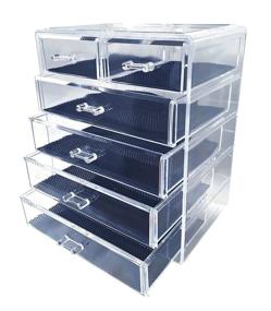 img 2 attached to 💄 Sodynee Makeup and Jewelry Storage Organizer Case Display Box with 4 Large and 2 Small Drawers: The Perfect Solution for Tidy Cosmetics and Accessories