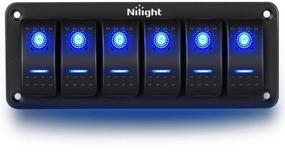 img 4 attached to Nilight-90111F 6 Gang Aluminum Rocker Switch Panel Toggle Dash with Blue Backlit Switch for Automotive Car Marine Boat RV - 2 Years Warranty