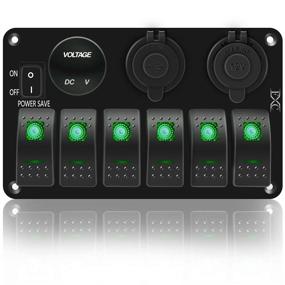 img 4 attached to 🚤 FXC Waterproof Marine Rocker Switch Panel 6 Gang with Dual USB, Cigarette Lighter, LED Voltmeter - Ideal for Car, Rv, Truck (Green LED)