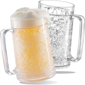 img 4 attached to 🍺 Freezer Beer Mugs: Double-Wall Insulated Gel Plastic Pint Freezable Glasses, 16 oz (2 Pack) - Clear Chiller Frosty Cup, Frozen Ice Mug, & Freezer Cups