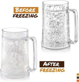 img 2 attached to 🍺 Freezer Beer Mugs: Double-Wall Insulated Gel Plastic Pint Freezable Glasses, 16 oz (2 Pack) - Clear Chiller Frosty Cup, Frozen Ice Mug, & Freezer Cups