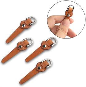 img 3 attached to 🔗 CTZD Fully Leather Zipper Pulls Tab Tags Cord Pulls - Replacement Metal Zipper Handle Mend Fixer for Suitcases, Jackets, Backpacks, Coats - Ideal for Boots, Handbags, and Purses (Brown, Pack of 4)