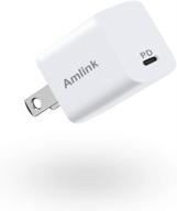 🔌 зарядное устройство amlink 20w pd: быстрое зарядное устройство usb c с быстрой зарядкой 3.0 для iphone 12/11, galaxy, pixel, ipad pro (кабель не включен) логотип