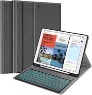 📱 fintie ipad pro 12.9 keyboard case 2017/2015, soft tpu protective cover, [7 color backlit] detachable wireless bluetooth keyboard, gray logo