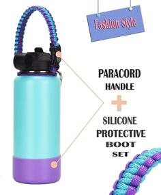 img 2 attached to 🏞️ LX-SUNCX Purple Cyan Paracord Handle Strap Cord for 32oz-40oz Bottles