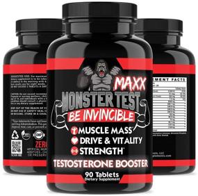 img 3 attached to Monster Test MAXX Testosterone Booster for Men - Powerful Energy Pills for Natural Muscle Growth & Pump - Ultimate Kit to Boost Drive and Vitality (1-Pack)