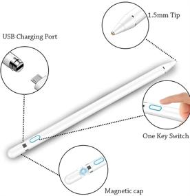img 3 attached to 🖊️ Активный стилус-ручка LUNTAK - Точный кончик 1,5 мм для iPad, iPhone, Android - Перезаряжаемая планшетная ручка - Совместима с iOS/Android/Pro/Air/Mini 2/3/4 (белая)