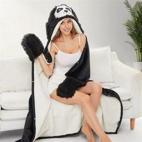 img 2 attached to Wearable Hooded Blanket Premium Bedding