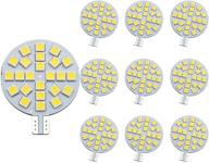 💡 grv t10 921 194 led лампа (второе поколение) упаковка из 10 штук - сверхяркая переменного тока/постоянного тока 12-24 в для дома на колесах, лодки, ландшафта, светильников внутреннего освещения потолка - холодный белый, лампа 24-5050 smd логотип