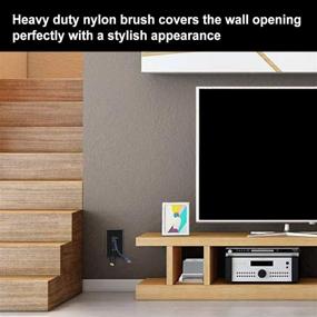 img 2 attached to Улучшенное подключение с [8 штук] BESTTEN 1-портовой кабельной панелью Brush Wall для HDMI, сети, 📞 телефонных и аудио-кабелей - включает кронштейн для низкого напряжения и вставку для прохождения кабелей - чёрный