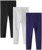 👧 girls' clothing 3-pack cotton leggings - casual stretch leggings logo