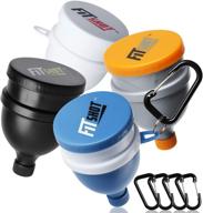 🏋️ futuristic fitshot protein powder funnel: 4-piece pack with keychain, 2-in-1 pillbox, portable 120ml, bpa free – ideal pre workout protein powder container for convenience on the go logo