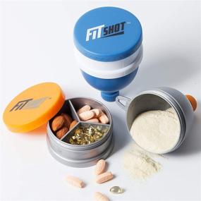 img 1 attached to 🏋️ Futuristic Fitshot Protein Powder Funnel: 4-Piece Pack with Keychain, 2-in-1 Pillbox, Portable 120ml, BPA Free – Ideal Pre Workout Protein Powder Container for Convenience on the Go