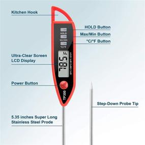 img 3 attached to AikTryee Instant Read Meat Thermometer - Food, Cooking, and Candy Thermometer for Kitchen - Fahrenheit/Celsius(℉/℃) Switch - Ideal for Oil, Deep Fry, BBQ, Grill, and Smoker Thermometer