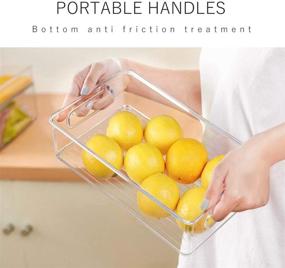 img 1 attached to 🥦 Stackable Refrigerator Organizer Bins, 6-Pack Clear Kitchen Container Bins with Handles and 20 PCS Free Plastic Bags for Pantry, Cabinets, Shelves, Drawer, Freezer - Food Safe, BPA Free 10-inch Length