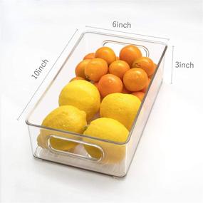 img 2 attached to 🥦 Stackable Refrigerator Organizer Bins, 6-Pack Clear Kitchen Container Bins with Handles and 20 PCS Free Plastic Bags for Pantry, Cabinets, Shelves, Drawer, Freezer - Food Safe, BPA Free 10-inch Length