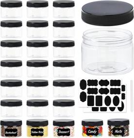 img 4 attached to 🔲 24-Pack 4oz Clear Plastic Jars with Lid, DANALLAN Seasoning Containers for Cosmetics, Crafts, Organizing, and Kitchen Food Storage - BPA Free, Includes Labels