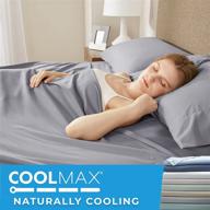 comfort spaces coolmax moisture wicking sheet set - super soft, fade resistant cooling sheets for night sweats, twin, blue 3 piece logo