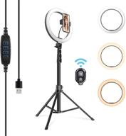 📸 10-inch live broadcast led ring light with 3 lighting modes, 10-level dimmable brightness, adjustable 360° rotation, phone clip selfie holder, and tripod stand for beauty makeup, youtube, vlogging, and tiktok logo