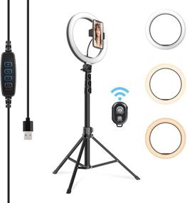 img 4 attached to 📸 10-Inch Live Broadcast LED Ring Light with 3 Lighting Modes, 10-Level Dimmable Brightness, Adjustable 360° Rotation, Phone Clip Selfie Holder, and Tripod Stand for Beauty Makeup, YouTube, Vlogging, and TikTok