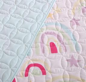 img 1 attached to 🌈 Kute Kids Children's Quilt Set: Fun Designs & Colors for Boy's and Girl's Beds - Rainbow Superstar, Twin