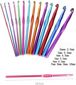 img 3 attached to 14-Piece Multicolor Aluminum Crochet Hooks Set, Includes 14 🧶 Sizes Knitting Needles for Yarn Craft, Crocheting, and Knitting Projects, 2-10mm