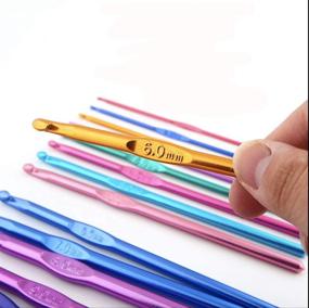 img 4 attached to 14-Piece Multicolor Aluminum Crochet Hooks Set, Includes 14 🧶 Sizes Knitting Needles for Yarn Craft, Crocheting, and Knitting Projects, 2-10mm